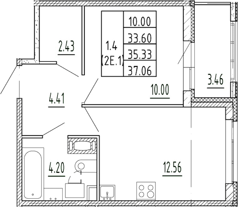 1-комнатная квартира 33.6 м², 11/13 эт., ЖК «Полис Приморский 2»